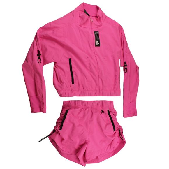 Adidas Runner Primeblue Top and Shorts Set Pink Womens Sz Top Sm / Shorts XS - Picture 1 of 12